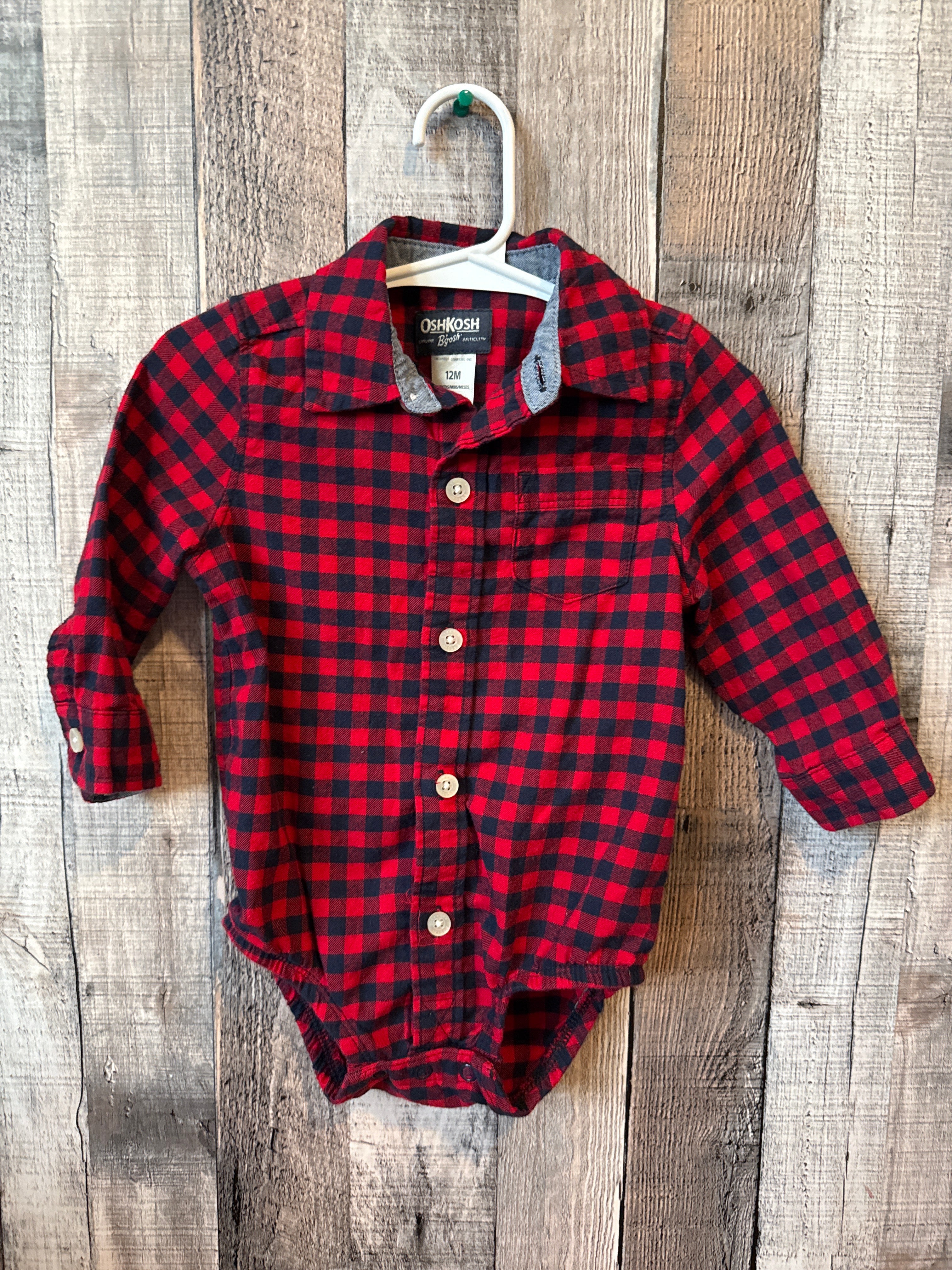 12 month Oshkosh Flannel Onesie