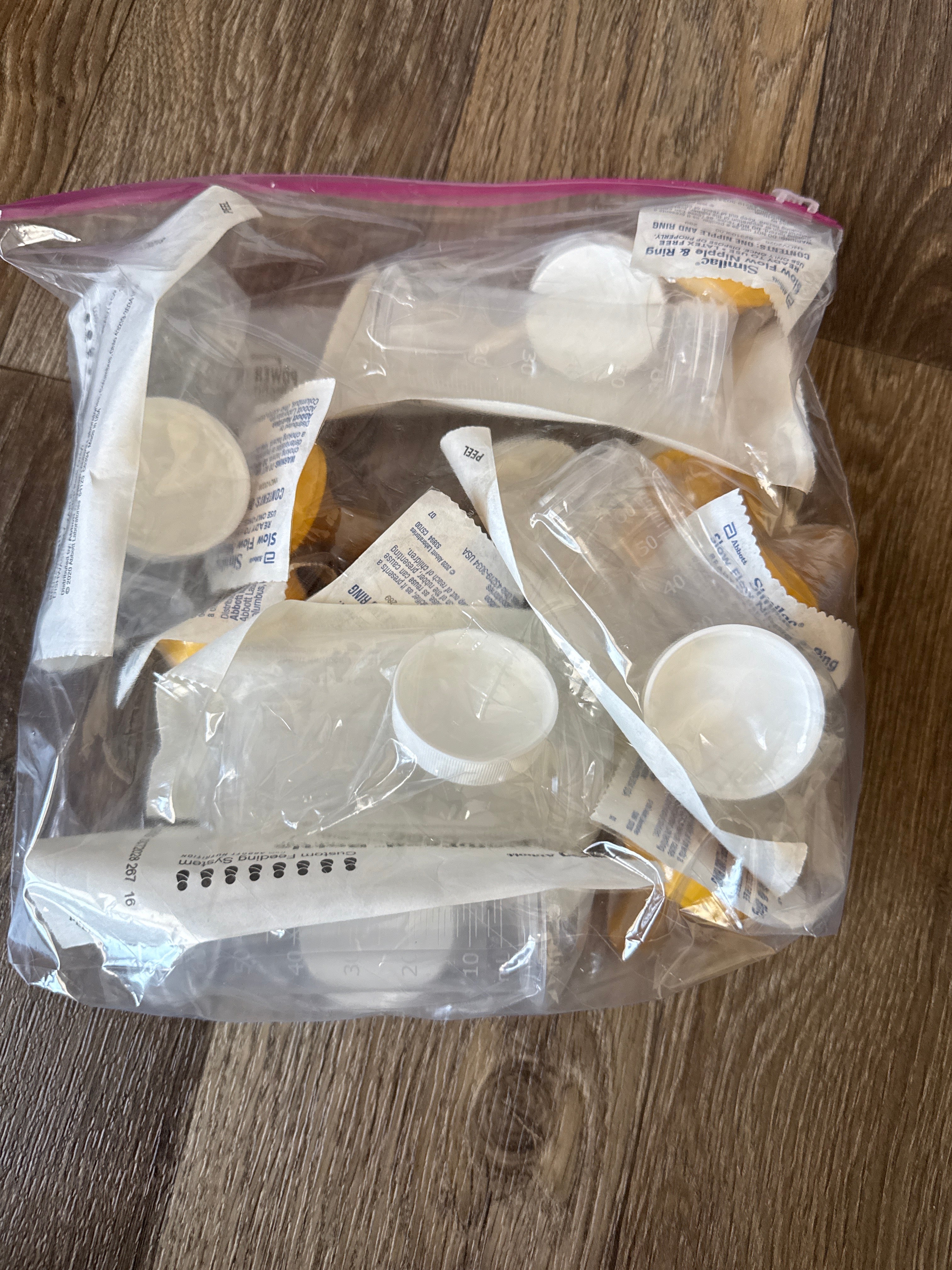 Milk storage bottles with cap and nipples