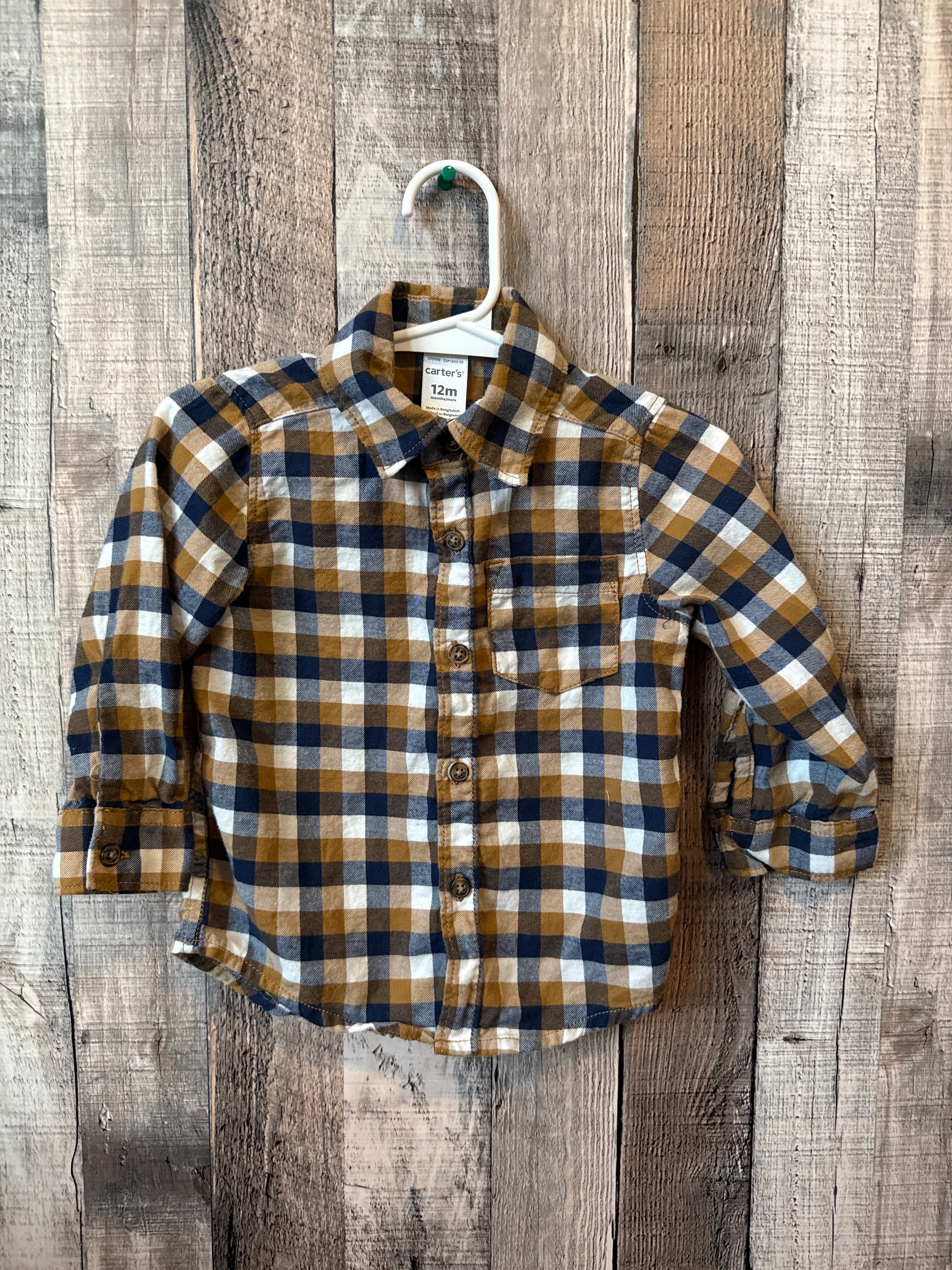 12 month flannel button up