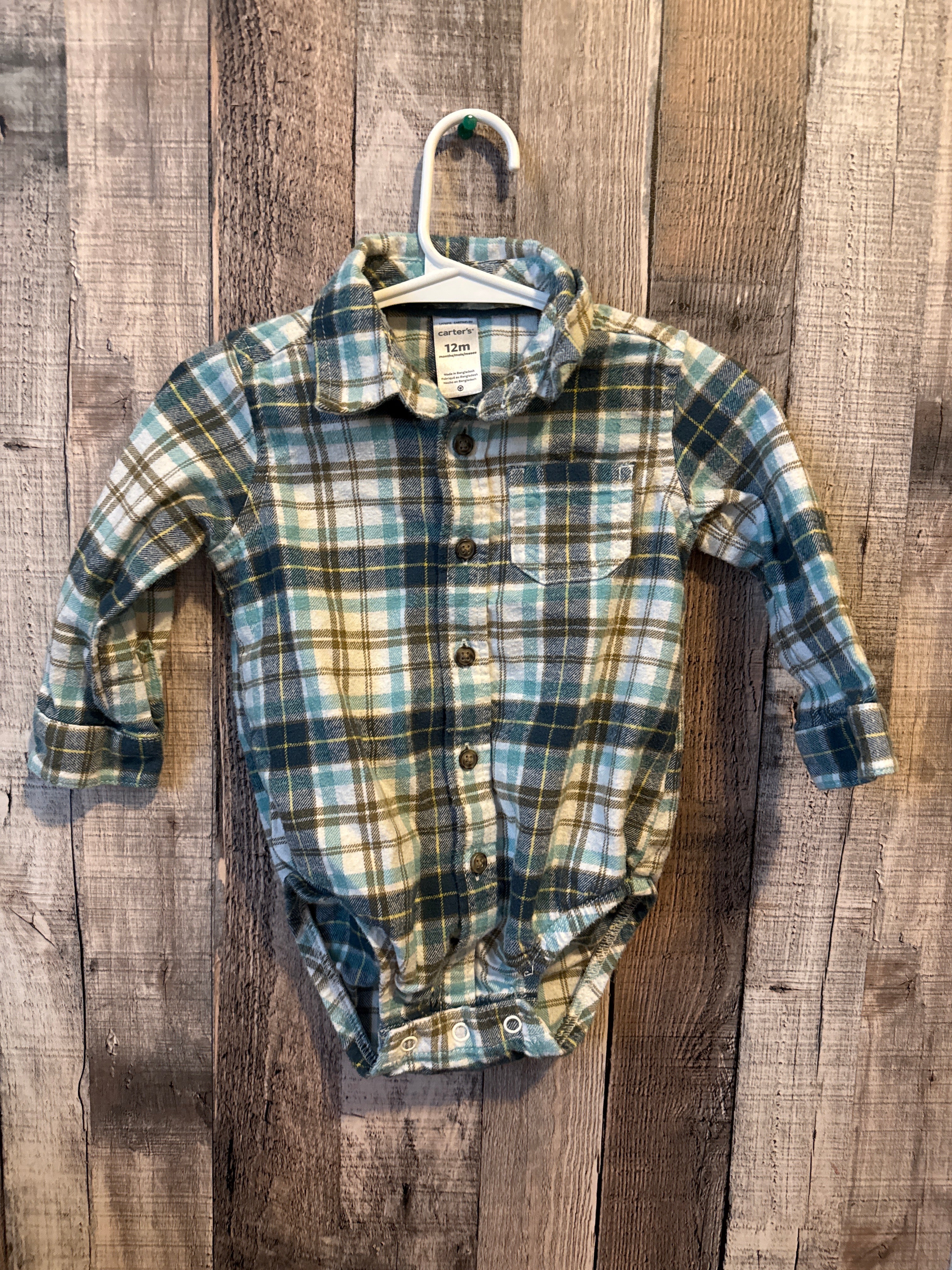 12 month flannel button up