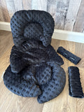 Car seat or stroller support with strap covers